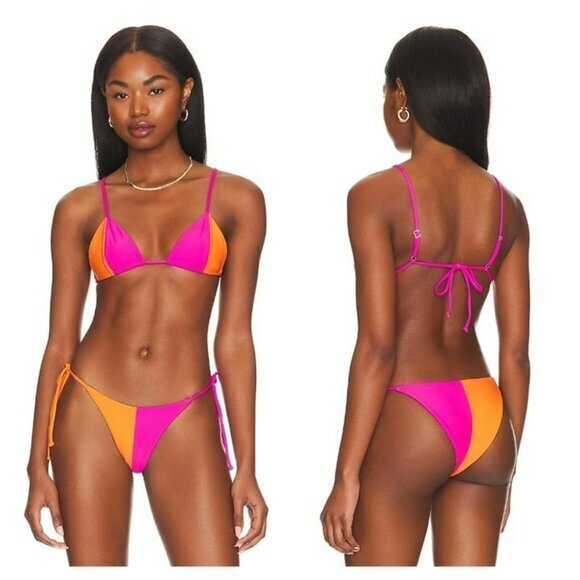Lovers and Friends Fine Lines Top and Bottom - Orange & Pink - Picture 1 of 12
